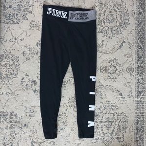 Victoria Secrets PINK black and grey logo leggings
